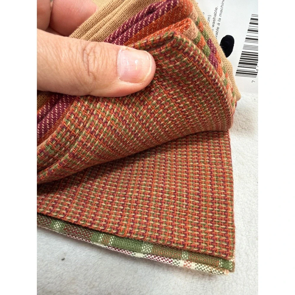NEW Windham Home Kitchen Towels Multicolor Thanksgiving Turkey Plaid Set 4